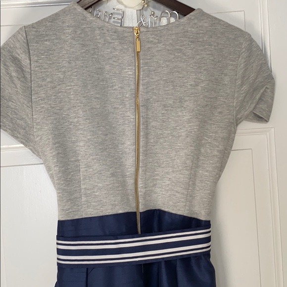 1901 Blue/Grey Mixed- Media Holiday Dress - Picture 6 of 9